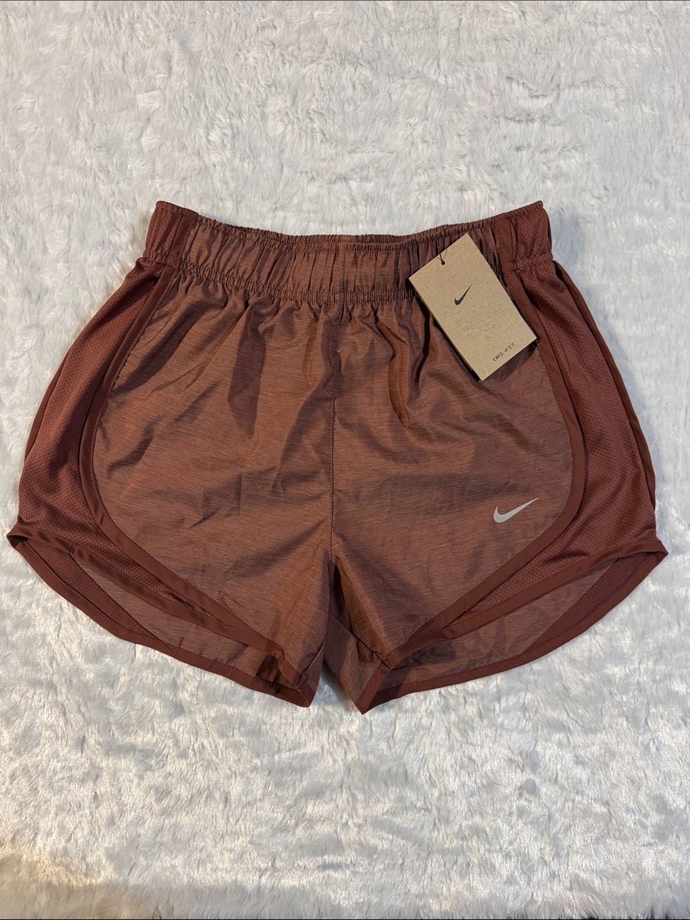 NWT Nike Women’s Athletic Shorts - Rust Brown with White Swoosh